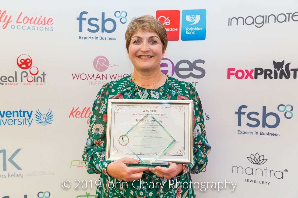 Congratulations Emma Browning, Meraki HR, Winner of the Woman Who Achieves Micro Business Award 2019 Sponsored by FSB