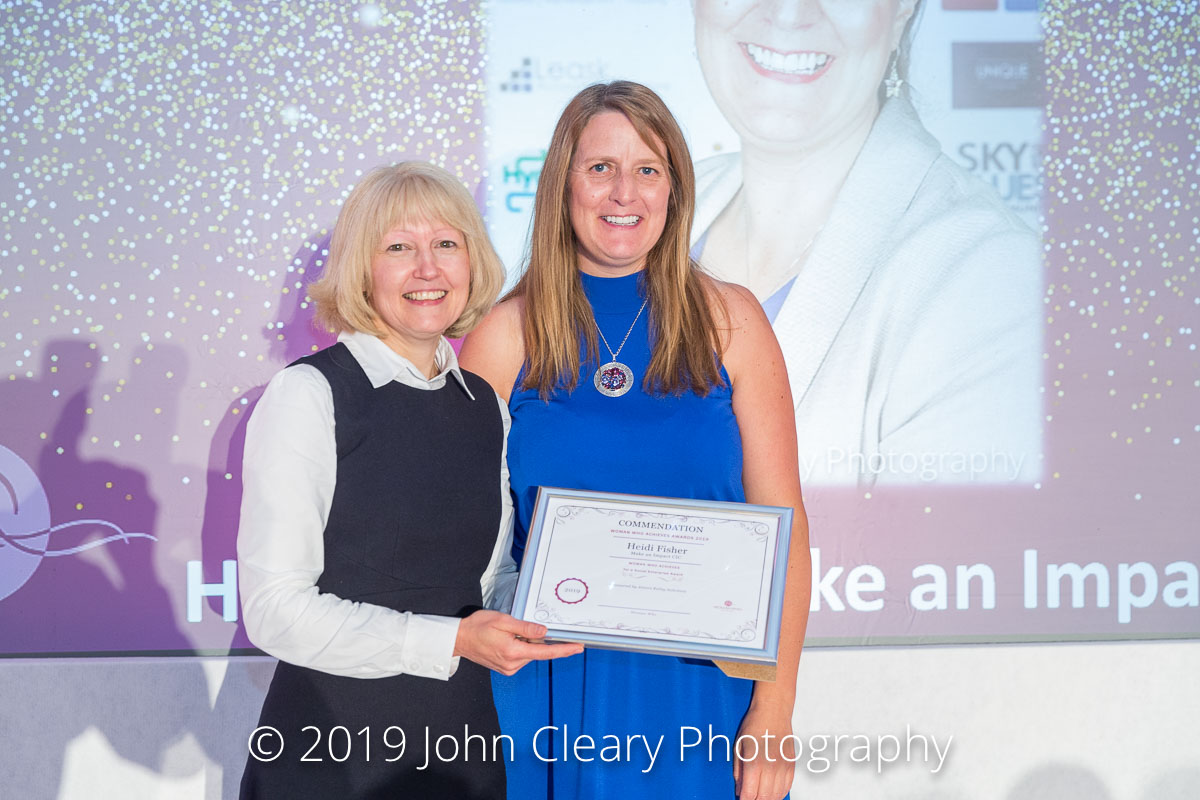 Congratulations Heidi Fisher, Make an Impact CIC, on your Commendation in the Woman Who Achieves for a CIC Category Sponsored by Alsters Kelley Solicitors